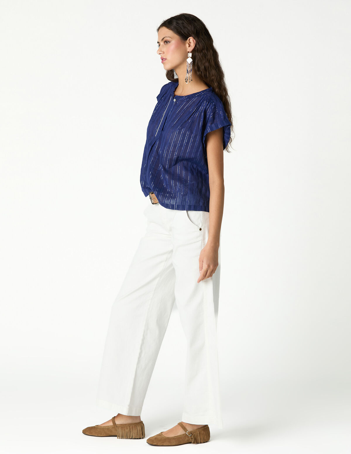 WHITE 'NN' EMBROIDERED TROUSERS
