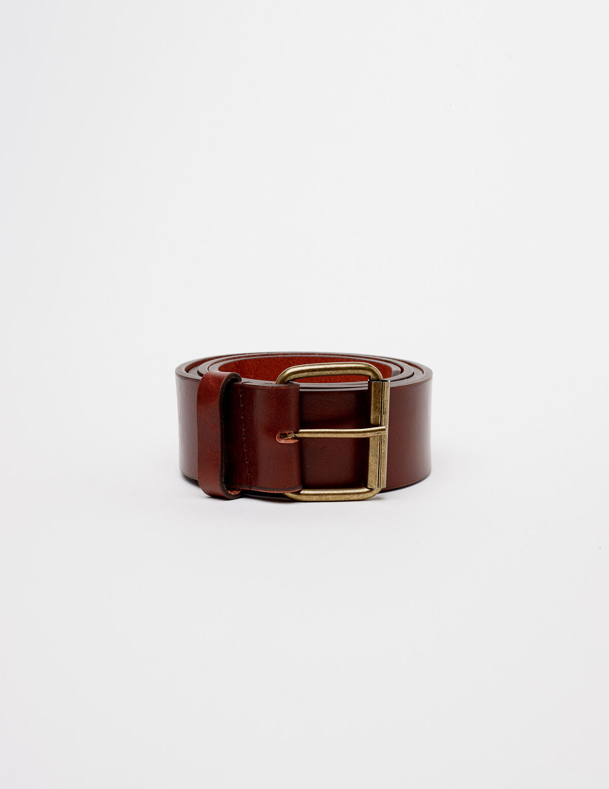 Brown leather square buckle belt - Temporadas Anteriores - Nícoli