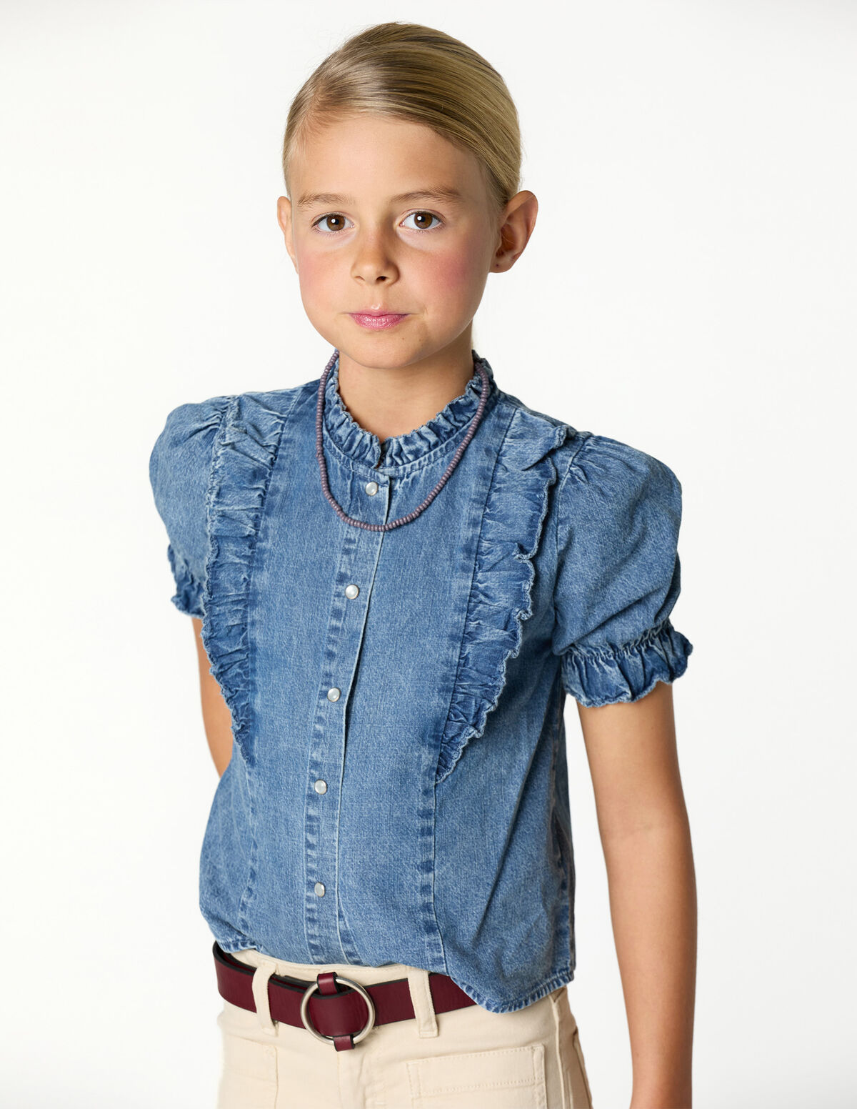 DENIM RUFFLED SHIRT