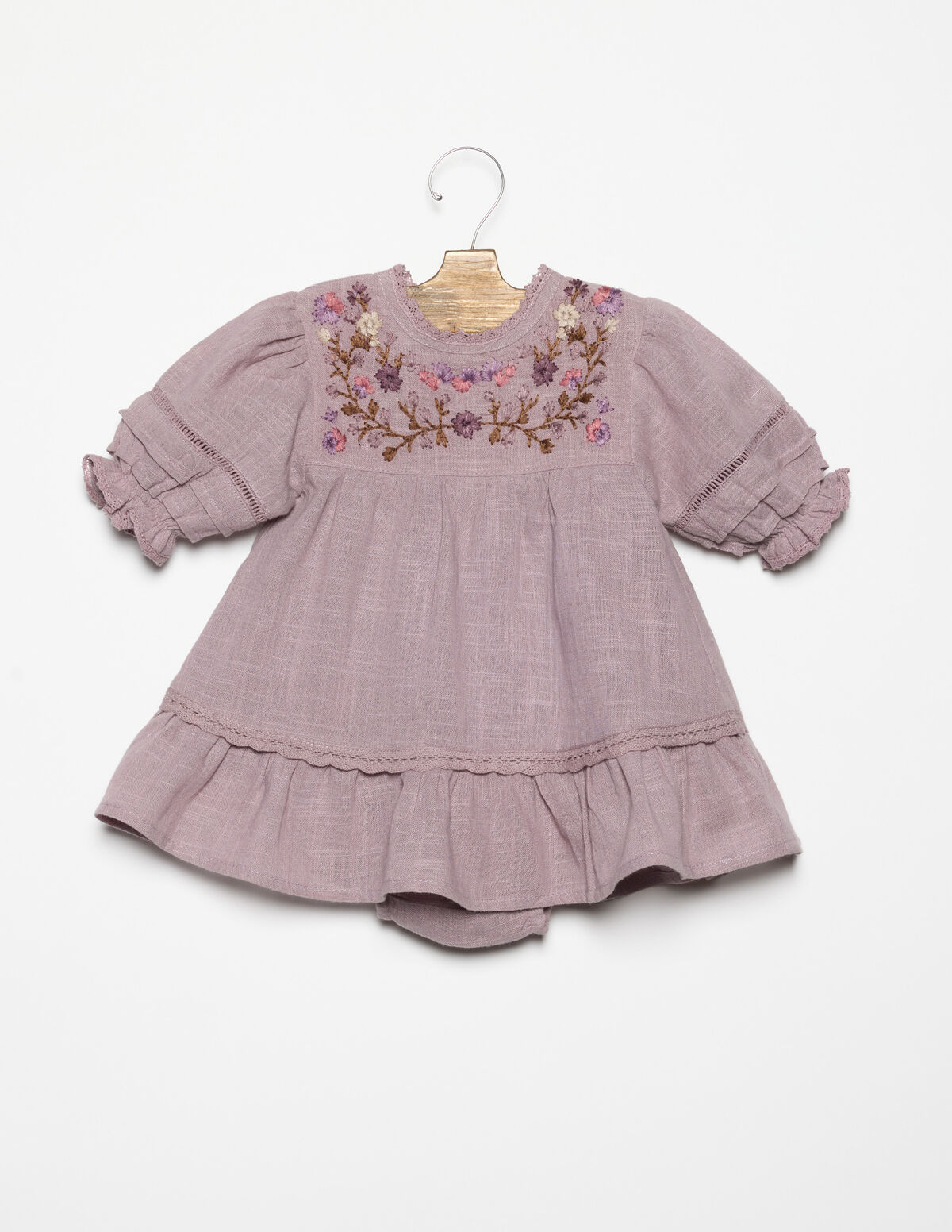ROBE BROD&Eacute;E FLEUR SMOKE