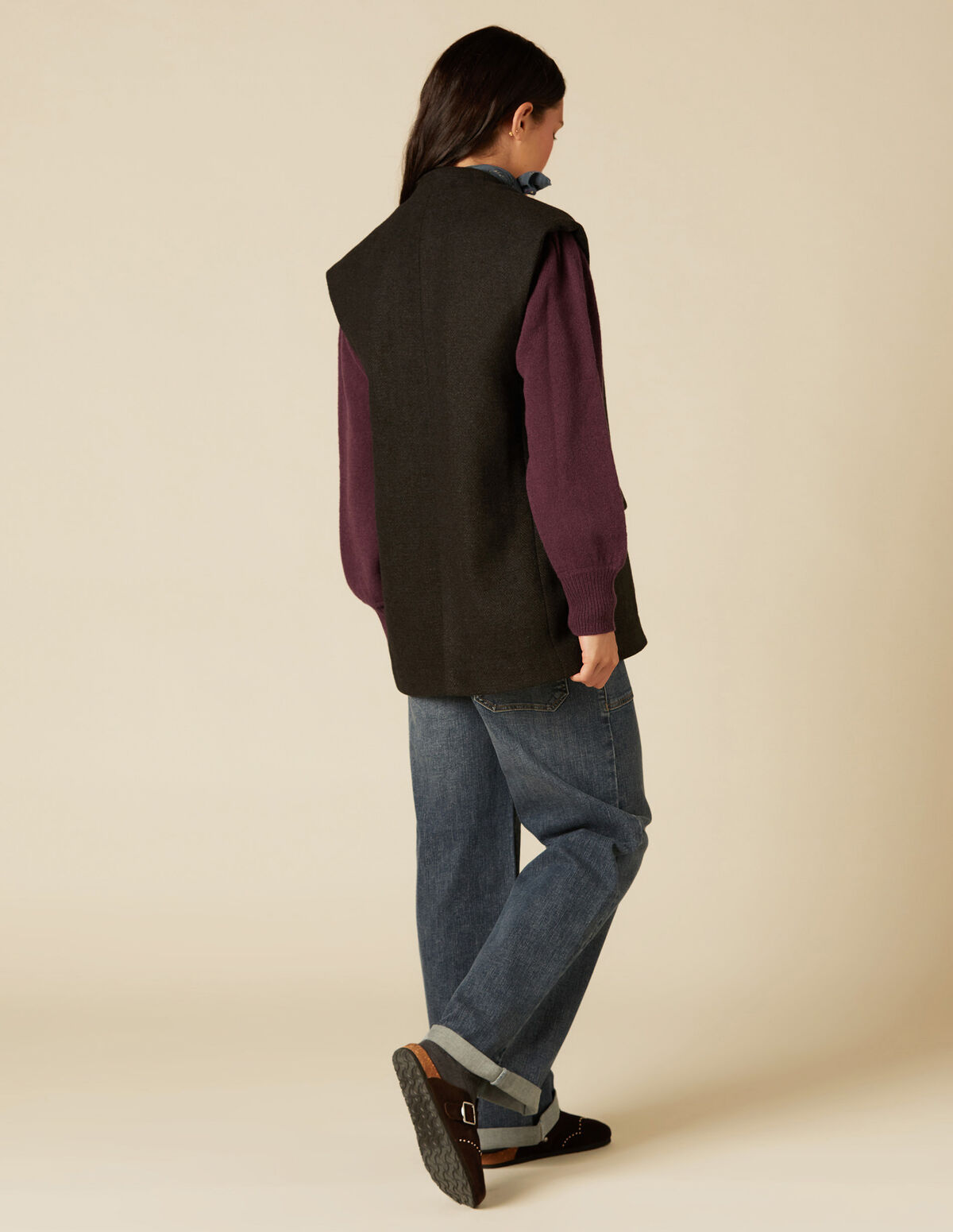 GREY OVERSIZED WAISTCOAT