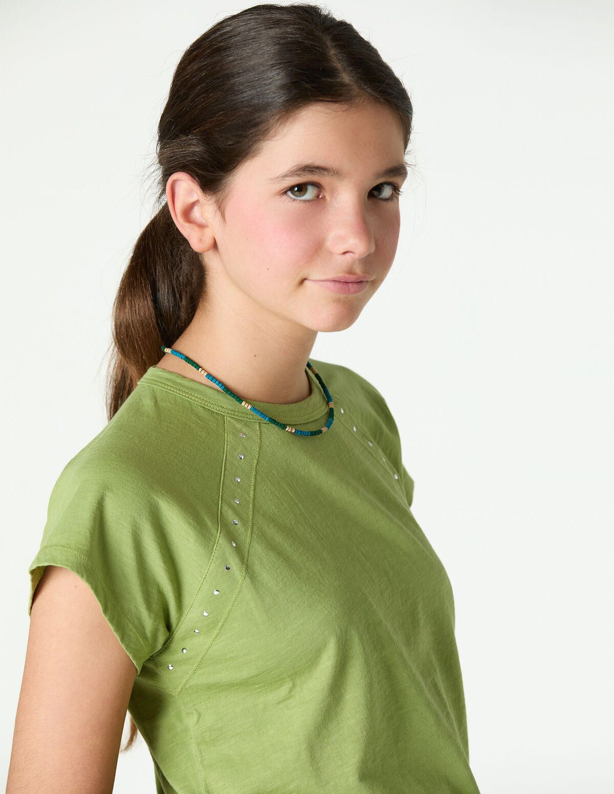 WHITE STUDDED T-SHIRT