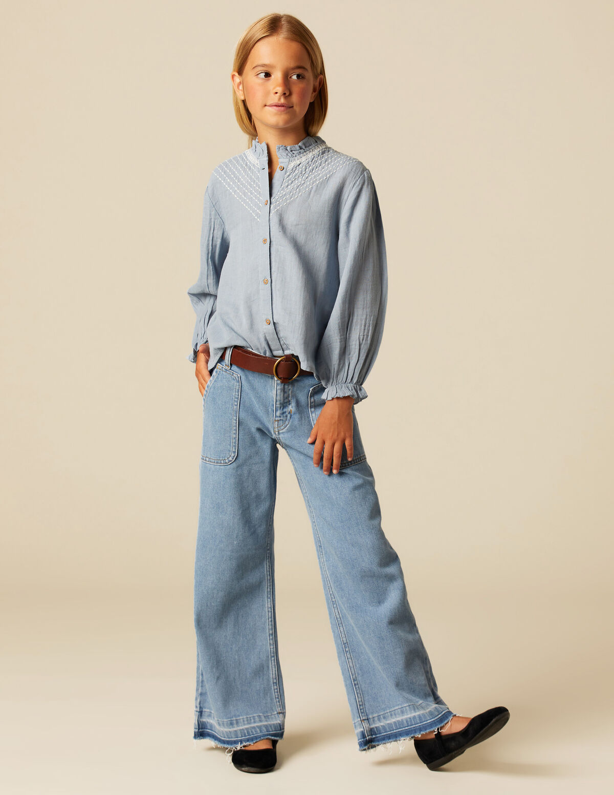 BLUE WIDE LEG JEANS