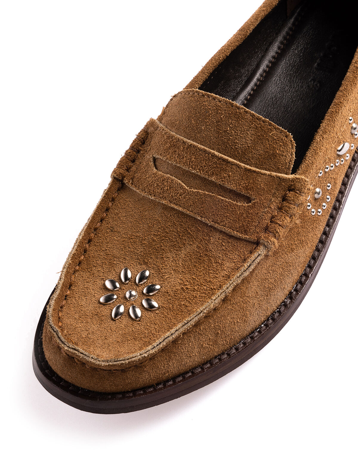 SUEDE STUDDED LOAFERS