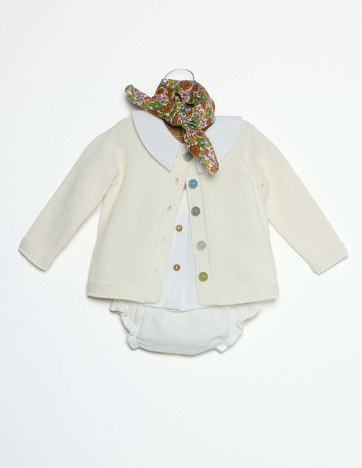 ECRU JACKET WITH COLORED BUTTONS