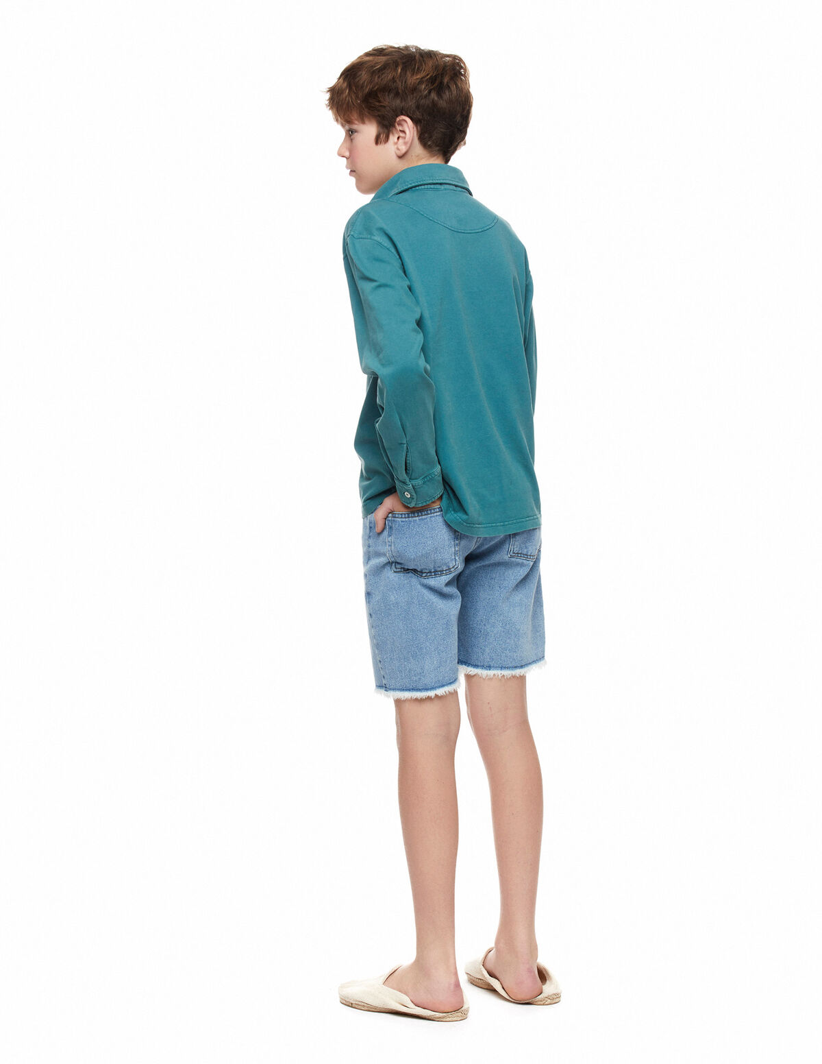 Light blue denim shorts