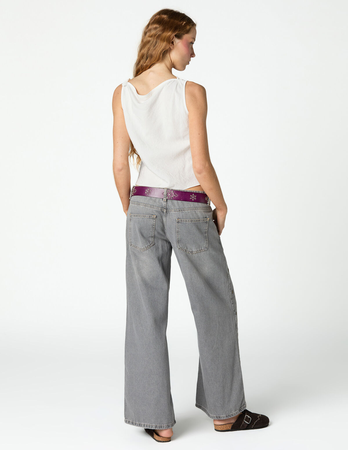 ANTHRACITE SHOULDER TIE TOP