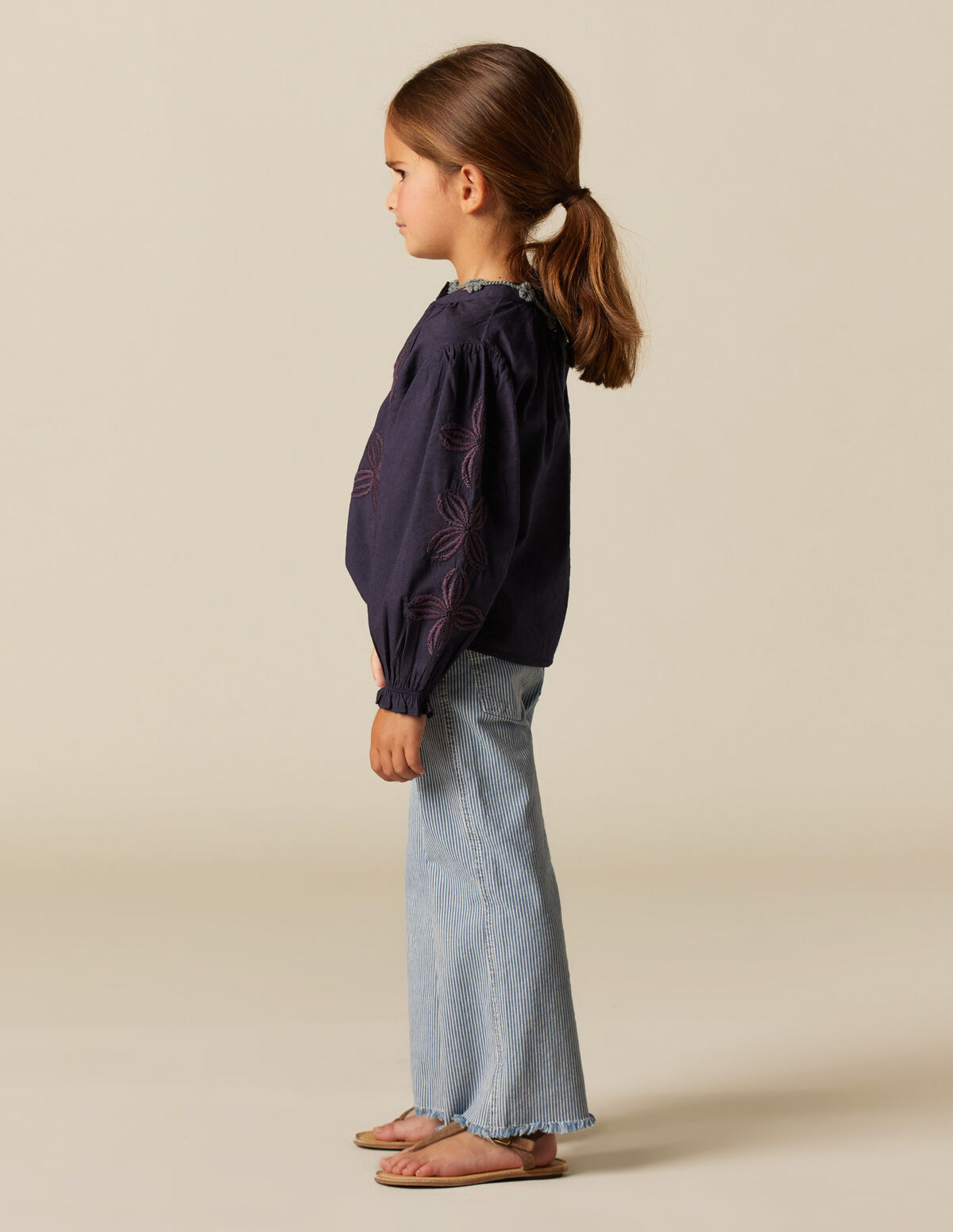 PANTALON POCHES JEAN RAYURE BLEU