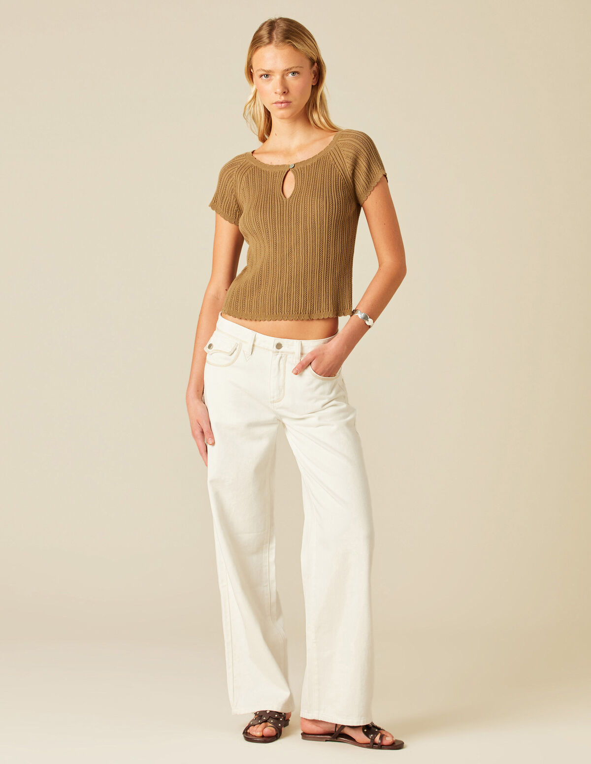 WHITE EMBROIDERED TROUSERS
