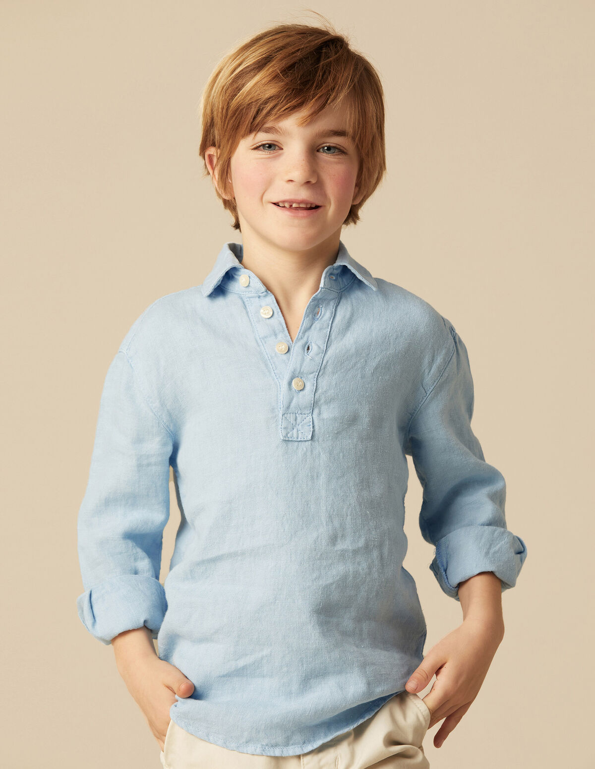 POLO LIN BLEU CLAIR