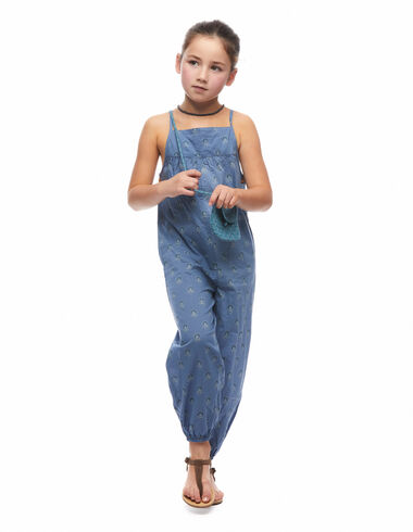Two-tone blue Indian flower long jumpsuit - View all > - Nícoli