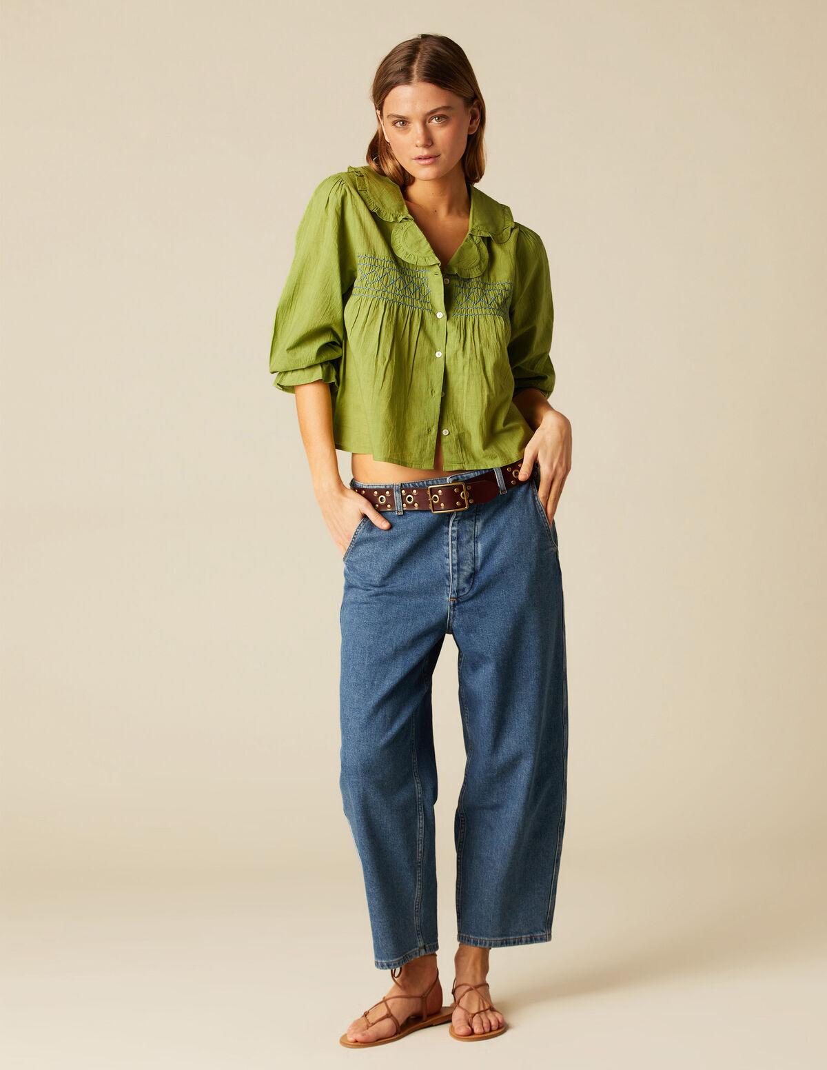 PANTALÓN PESPUNTE CURVA AZUL