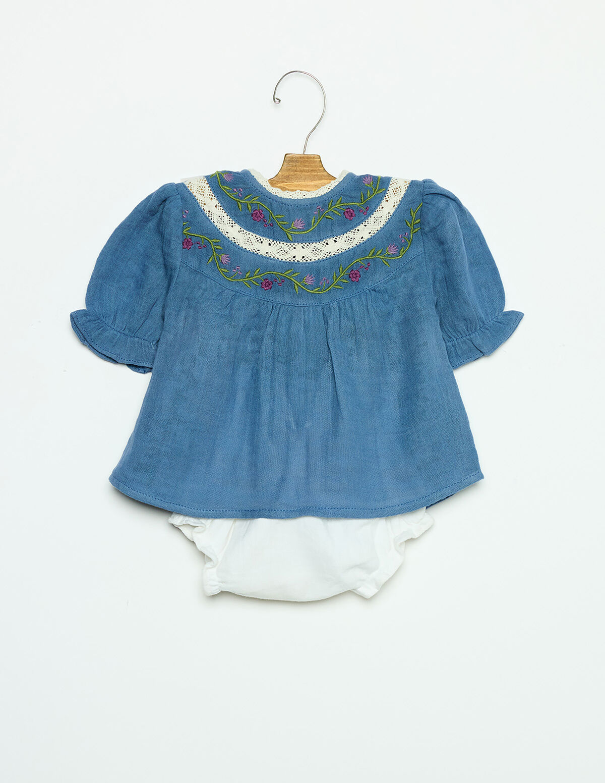 ANILINE BLUE EMBROIDERED SHIRT