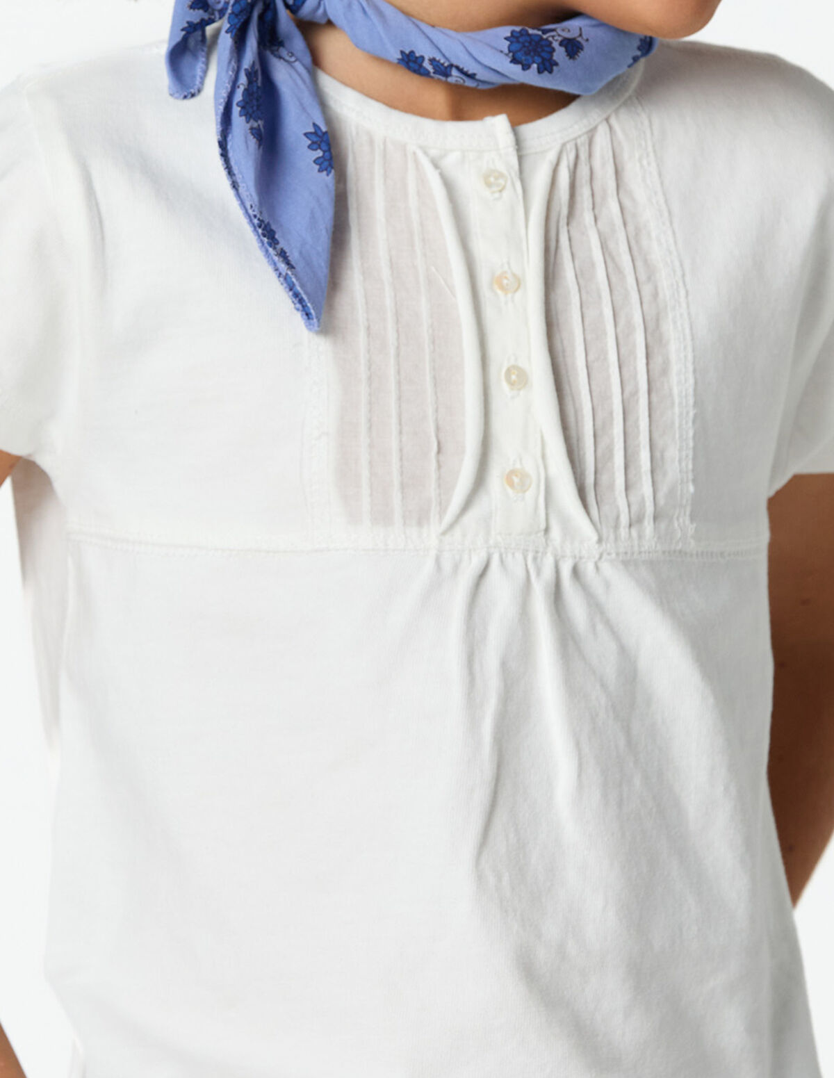 ANILINE BLUE PIN-TUCK T-SHIRT