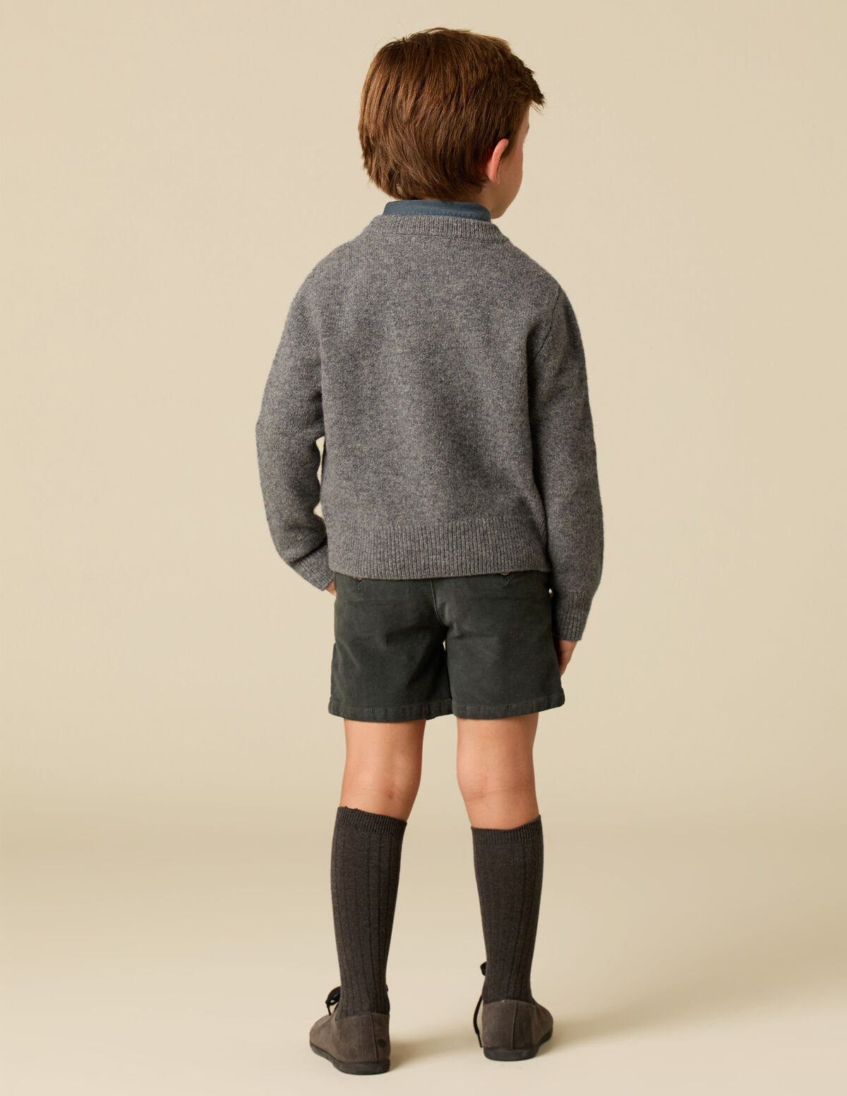 GREY V-NECK JUMPER