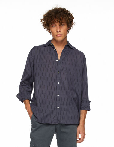 Camisa cuello pico doble raya cobalto - Ropa - Nícoli