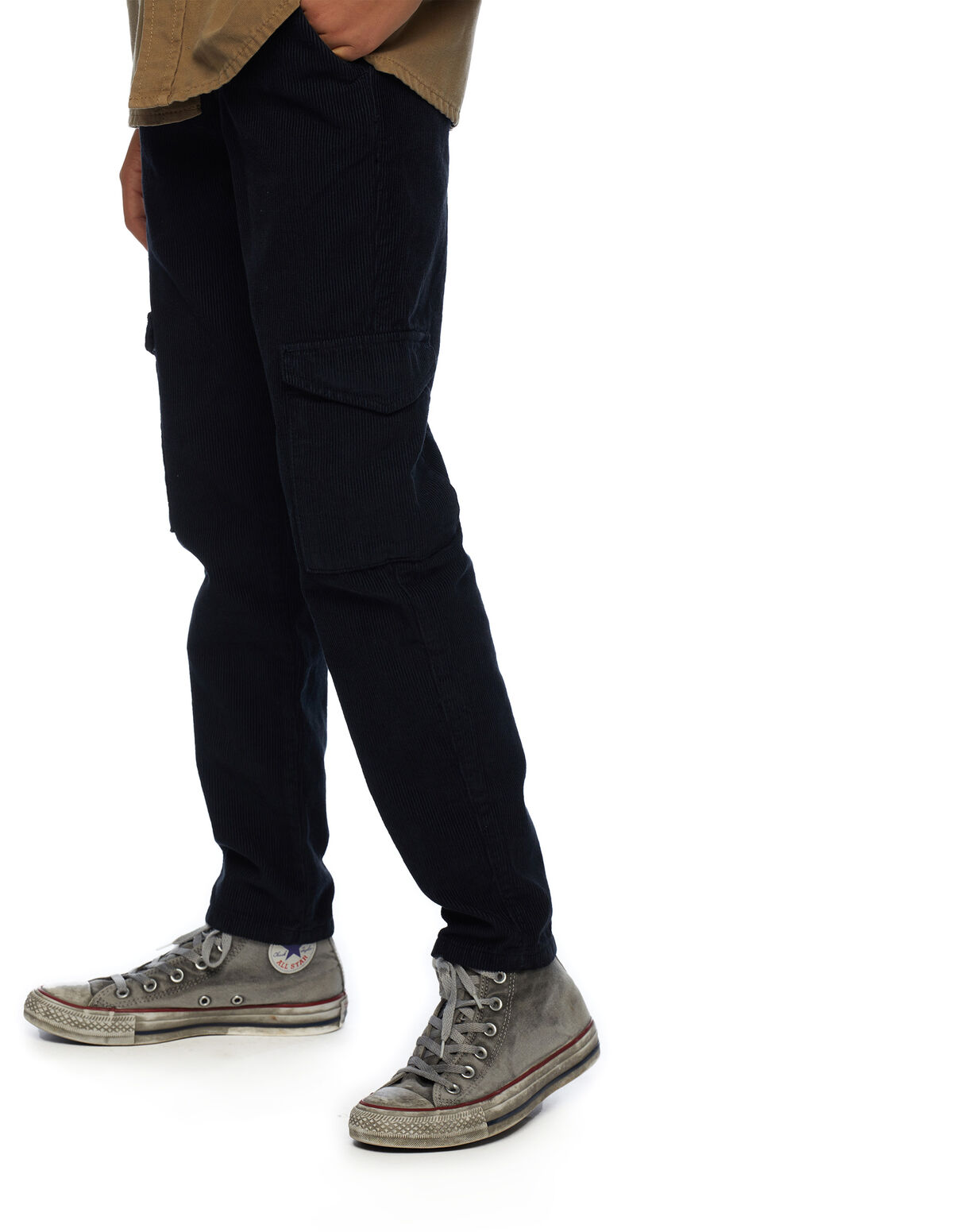 GREEN CORDUROY CARGO TROUSERS