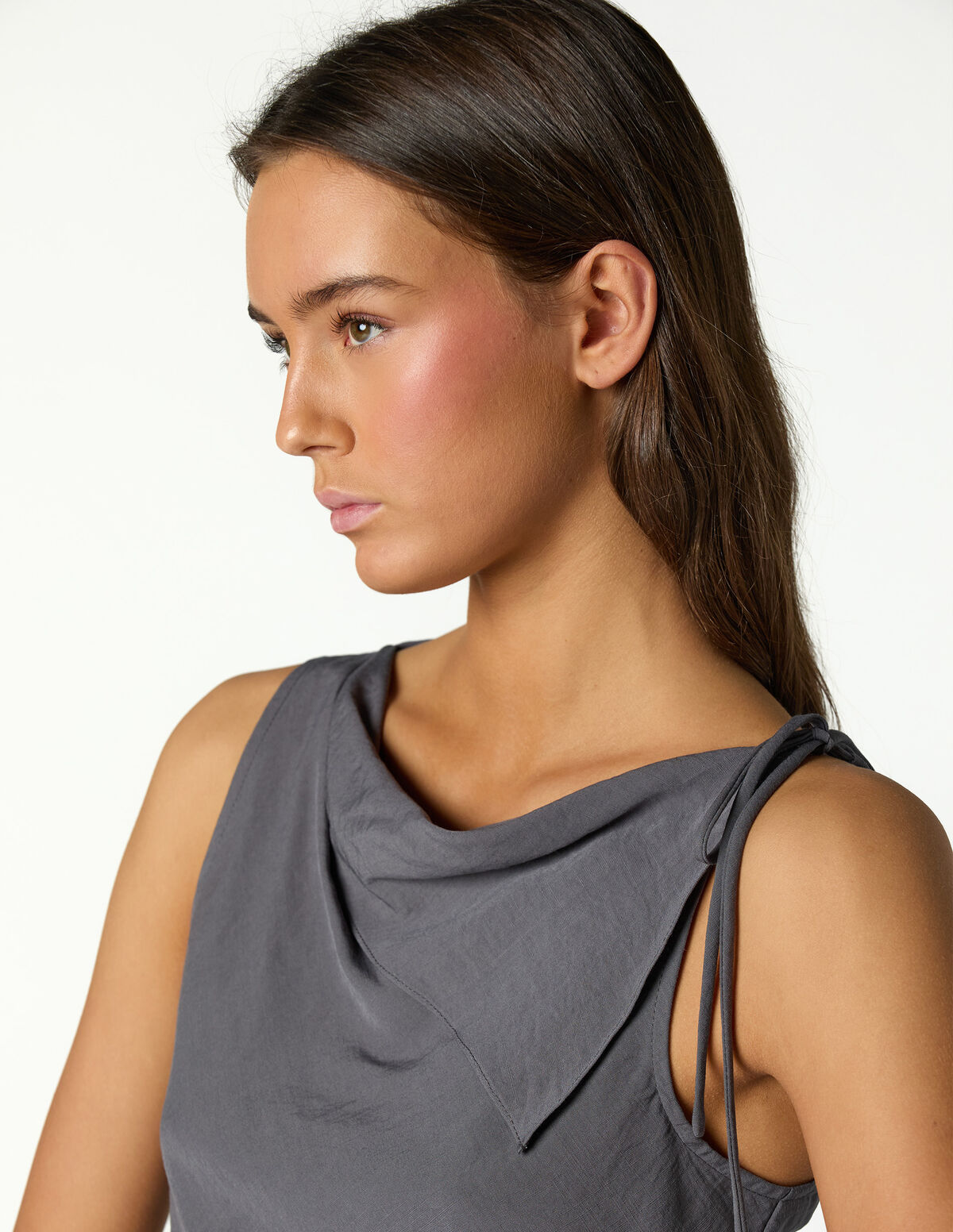 ANTHRACITE SHOULDER TIE TOP