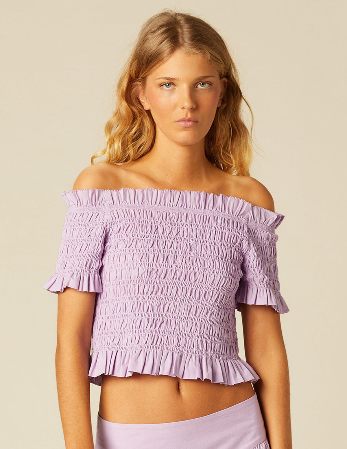 LILAC ELASTICATED TOP