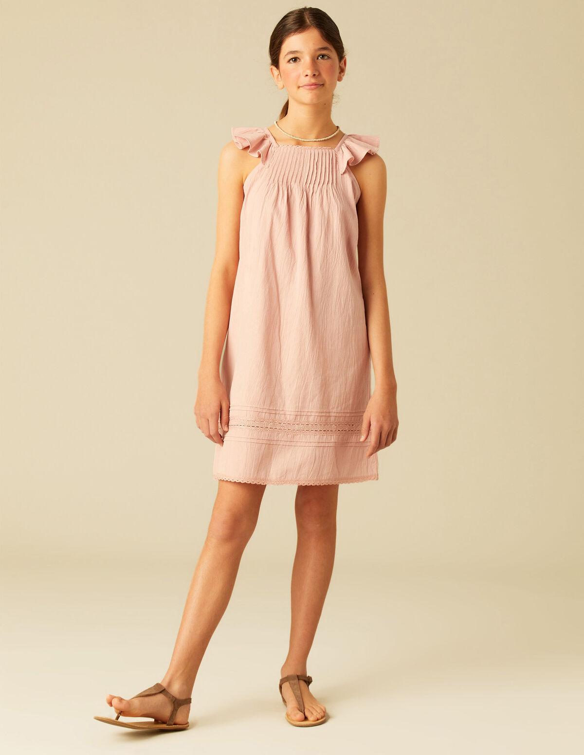 VESTIDO JARETAS VOLANTE ROSA