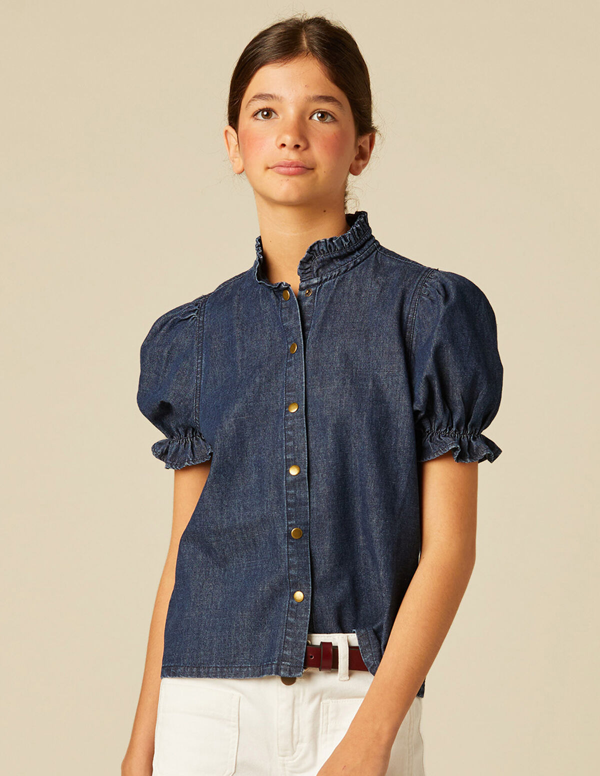 CAMISA DENIM MANGA CORTA